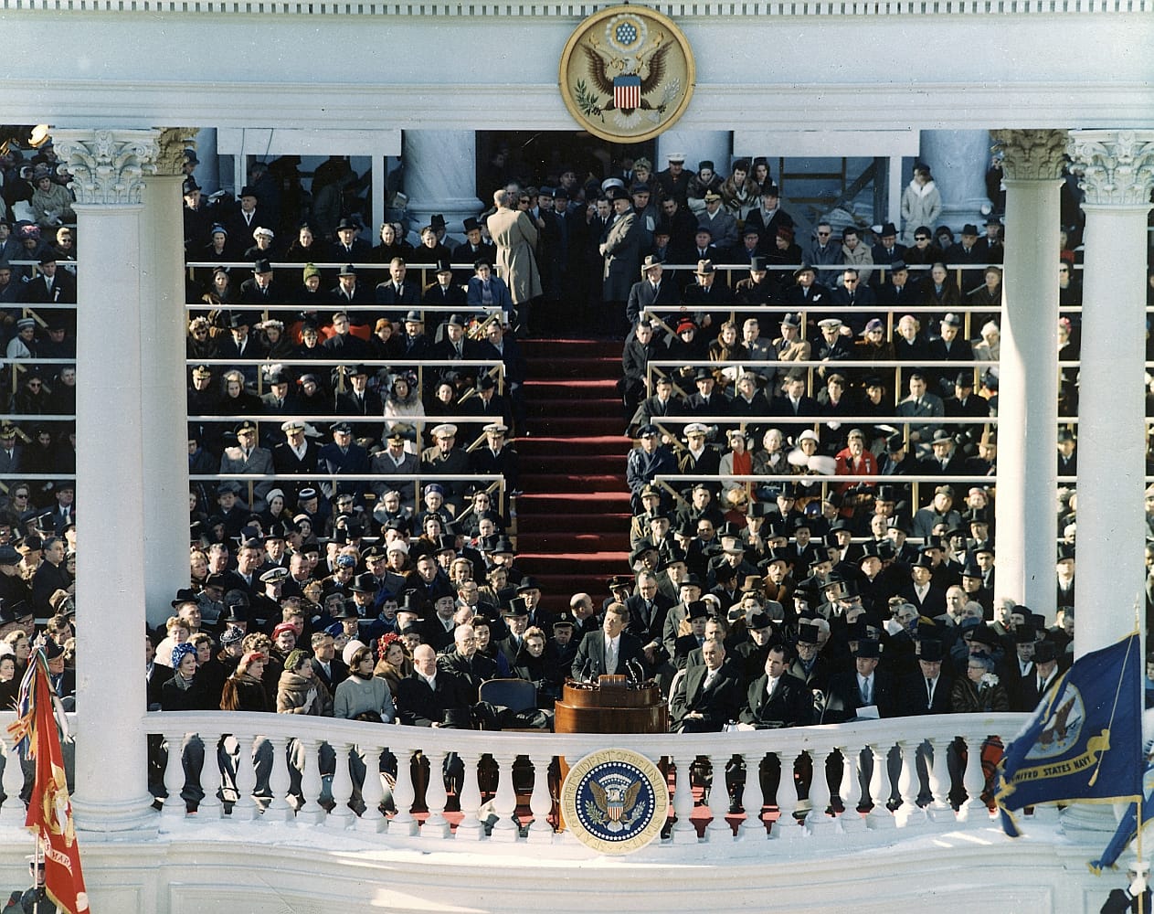 John F. Kennedy delivering his inaugural address at the Capitol.